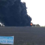 Bomberos de El Trébol acuden a un dantesco incendio en San Jerónimo Sud