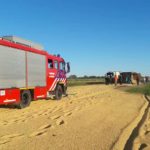 Vuelco de un acoplado en Ruta 13