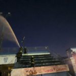Incendio en un reflector del estadio Centenario