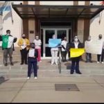 Protesta de enfermeros y contratados del SAMCo por salarios y seguro Covid 19