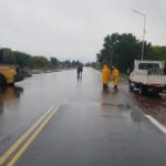 RUTA 13 – Ingresa algo de agua a la ciudad frente al predio de la cooperativa