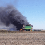 Se incendió una cosechadora