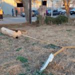 Chocó un poste de la luz, lo derribó y se escapó