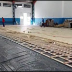 Avanza la colocación del nuevo piso en el gimnasio de Trebolense