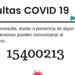 El Municipio dispone de una línea para consultas por Covid 19