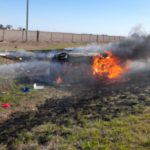 Vuelco e incendio en Ruta 40S