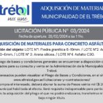 La Municipalidad llama a licitación para la compra de materiales para concreto asfáltico
