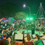 Feria de navidad con arbolito, espectáculos y feriantes