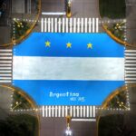 El Trébol se sumó al país con una intervención artística para acompañar a la Selección Argentina